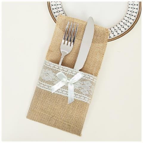 Set Da 10 Portaposate In Iuta - Decorazioni Natalizie Rustiche Ed Eleganti - Foto 2