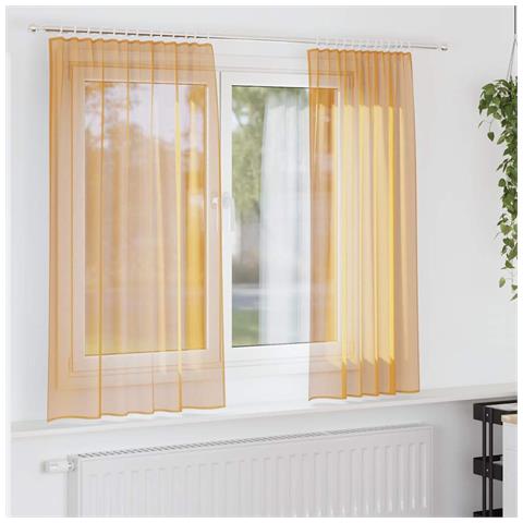 Tende in Voile con Tasche per Aste 2 pz Arancio - Foto 2