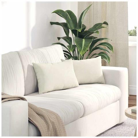 Cuscini da Divano 2 pcs Crema 50 x 30 cm Tessuto in Cords - Foto 2