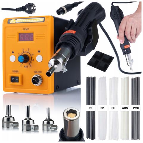 Stazione Saldante Hot-air 858d - Potenza 700w, Regolazione Temperatura 100-500°c | Kit Pro Saldatura Plastica 5 Tipi - Foto 1