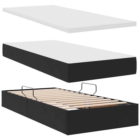 Letto con contenitore e LED con led Nero 90 x 190 cm Velluto - Foto 9