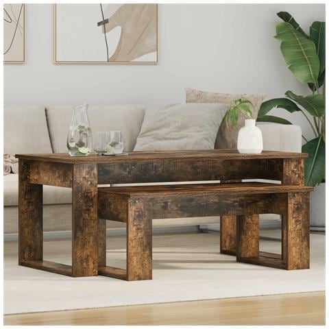 Set di Tavolini da Caffè 2 pcs Rovere fumé Legno multistrato - Foto 2