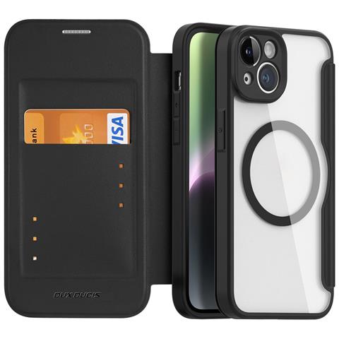 Cover con Tapa per iPhone 14 - Pelle /PU, Nero, MagSafe - Foto 4