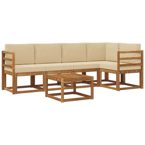 Set di divani con cuscino 6 pcs Naturale e Beige - Foto 1