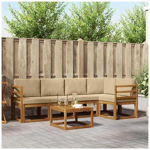 Set di divani con cuscino 6 pcs Naturale e Beige - Foto 2