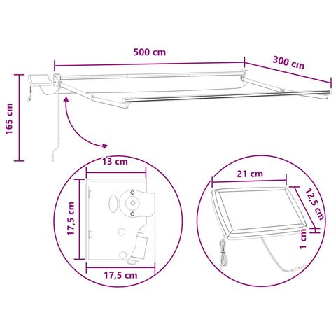 Tenda retrattile manuale con LED Tortora - Foto 9