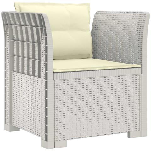 Poltrona a 1 Posto con Cuscini Aspetto Rattan PP Bianco - Foto 1