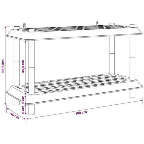 Unità di scaffalatura 2 livelli 100 x 40 x 55,5 cm PP - Foto 8