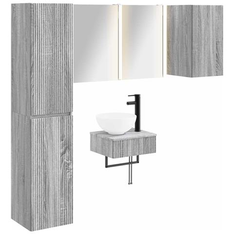 Set di mobili per il bagno 5 pcs Sonoma grigio - Foto 1