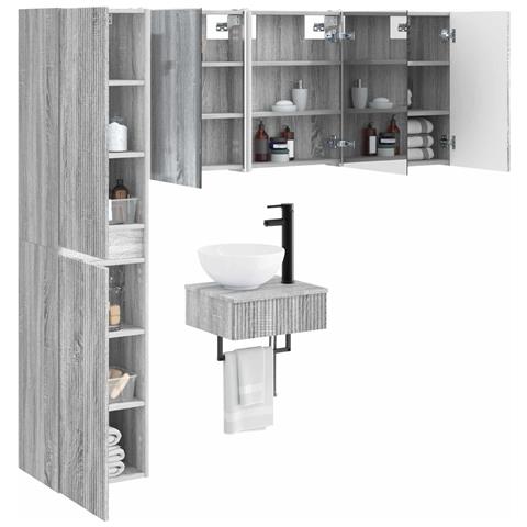 Set di mobili per il bagno 5 pcs Sonoma grigio - Foto 2