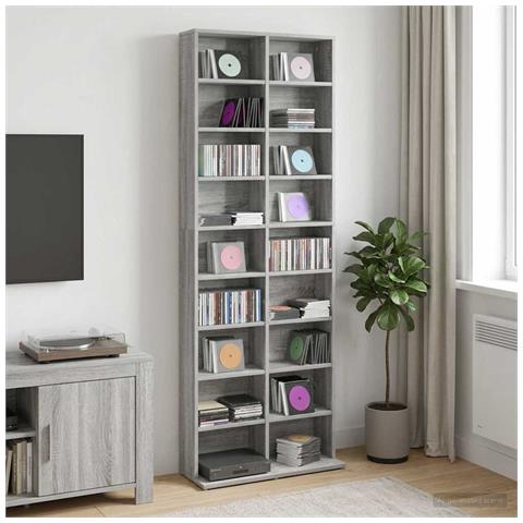 Mobile per CD Sonoma grigio 65 x 23,5 x 175 cm - Foto 2