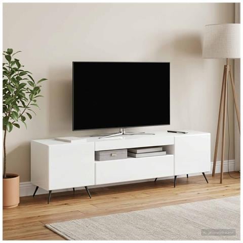 Mobile TV LED Bianco Lucido Legno ingegnerizzato - Foto 2