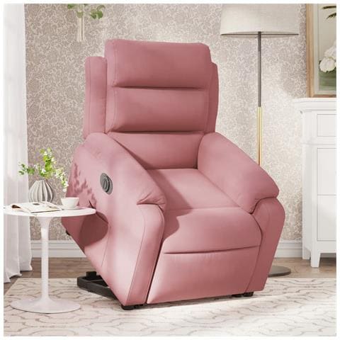 Poltrona Alzapersona Reclinabile Elettrica Rosa in Velluto - Foto 2