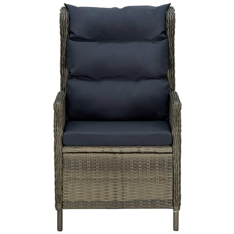 Sedia Da Giardino Reclinabile Con Cuscini In Polyrattan Marrone - Foto 2