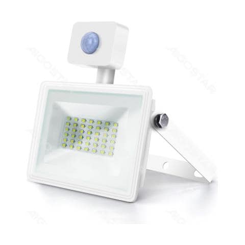 Faro Led Slim Bianco 30w Con Sensore Movimento 2700 Lumen 6400k Luce Fredda -in Alluminio- Ip65 L147*w182*h56mm - Foto 1