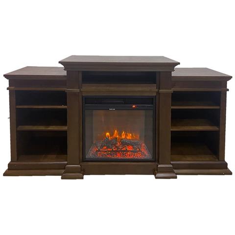 Camino Elettrico Caminetto Da Terra In Legno Noce L179 X P48 X H85 - Foto 6