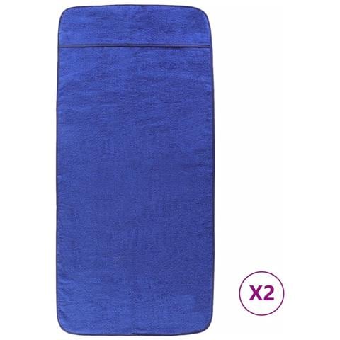 Asciugamani Da Spiaggia 2pz Blu Reale 75x200 Cm Tessuto 400 Gsm - Foto 1