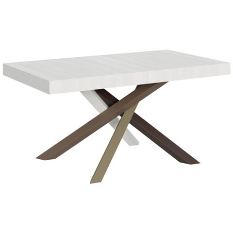 Tavolo Allungabile 90x160/420 Cm Volantis Telaio Gambe 4 Colori (c) - Bianco Frassino - Foto 1