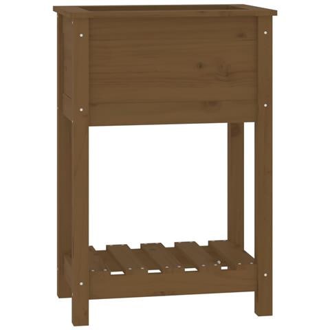 Fioriera Con Mensola Miele 54x34,5x81cm Legno Massello Di Pino - Foto 1