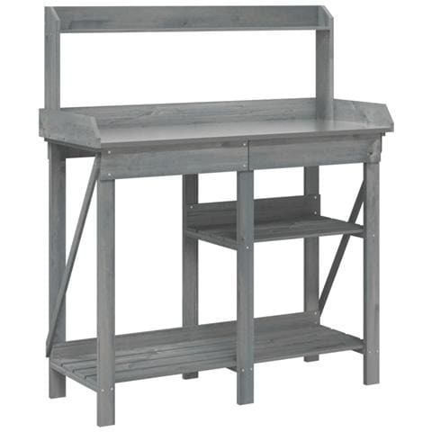 Panca Porta Vasi Con Ripiani Grigia In Legno Massello Di Abete - Foto 2