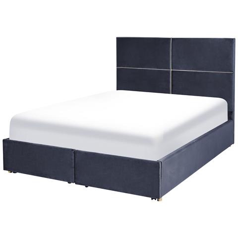 Letto Matrimoniale Con Contenitore Velluto Nero 140 X 200 Cm Vernoyes - Foto 2