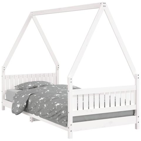 Giroletto per Bambini Bianco 90x200cm in Legno Massello di Pino - Foto 2