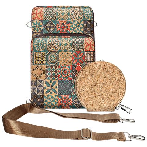 Borsello Sughero, Collezione Corkmosaic Tre Chiusure A Zip - Foto 1