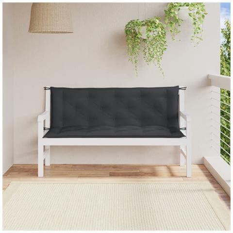 Cuscini Panca Giardino 2pz Antracite Mélange 150x50x7cm Tessuto - Foto 3