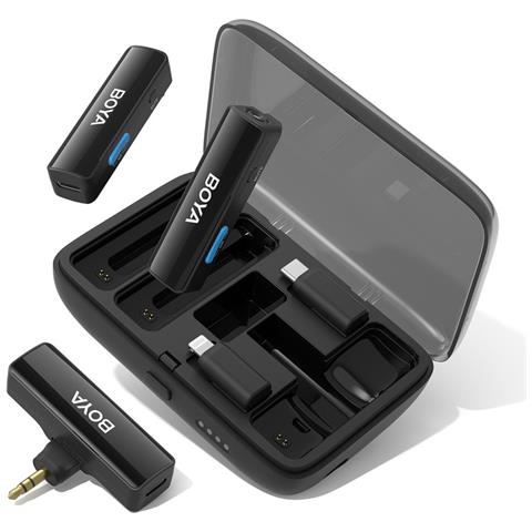 Sistema Microfono Wireless Boyalink Omnidirezionale A Doppio Canale Con Custodia Di Ricarica Usb-c /lightning / 3,5mm - Foto 1