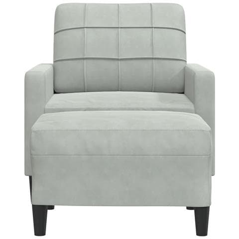Poltrona Con Poggiapiedi Grigio Chiaro 60 Cm In Velluto - Foto 3