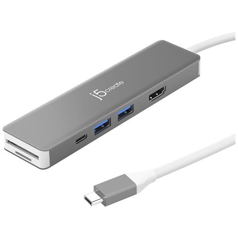 JCD390-N replicatore di porte e docking station per laptop Cablato USB 3.2 Gen 2 (3.1 Gen 2) Type-C Argento, Bianco - Foto 1
