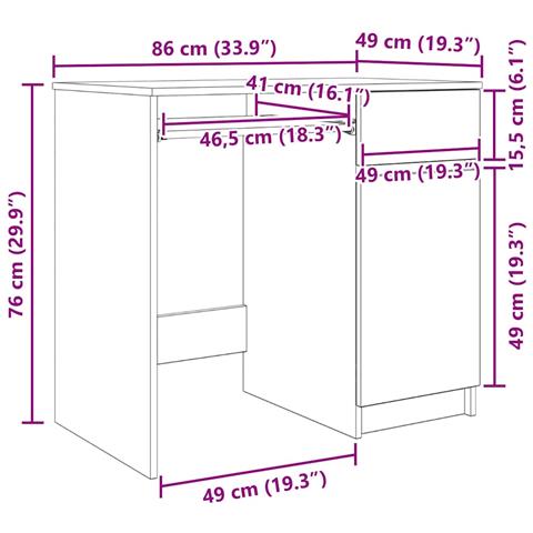 Scrivania Legno Antico 86x49x76 cm in Legno Multistrato - Foto 2