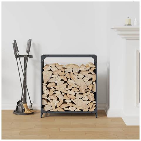 Rastrelliera per Legna da Ardere Antracite 60x28x65 cm - Foto 9