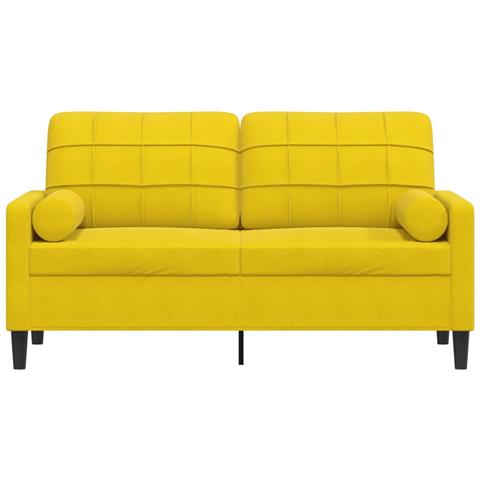 Divano A 2 Posti Con Cuscini Giallo 140 Cm In Velluto - Foto 3