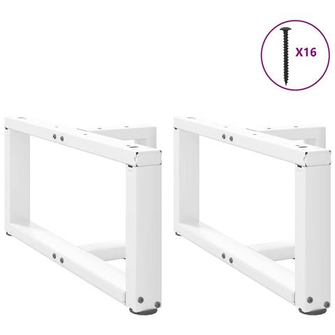Gambe Tavolino Da Caffè A T 2 Pz Bianco 60x25x(30-31)cm Acciaio - Foto 3