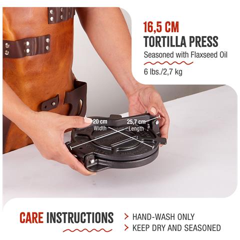30551 Pressa Per Tortillas Messicane In Ghisa 16,5cm Pataconera Colombiana Roti Maker Nero - Foto 8