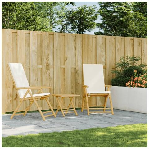Lusso Casadino - Sedie Da Giardino Pieghevoli Reclinabili 2 Pz Con Cuscini Bambù - Foto 2