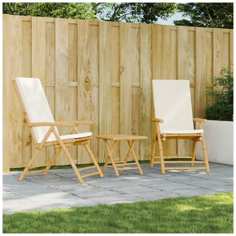 Lusso Casadino - Sedie Da Giardino Pieghevoli Reclinabili 2 Pz Con Cuscini Bambù - Foto 8