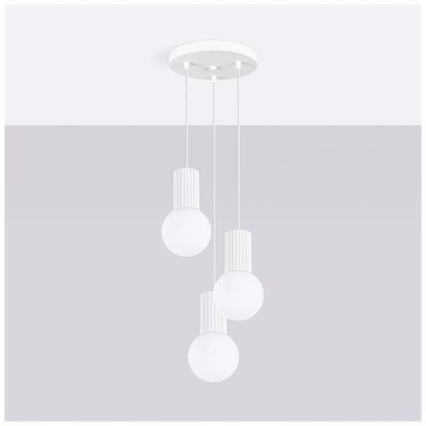 Sollux Lighting Lampada A Sospensione Halo 3p Bianco Sl.1710 - Moderno Lampada A Sospensione Bianco 125x25x25 Cm - Foto 2