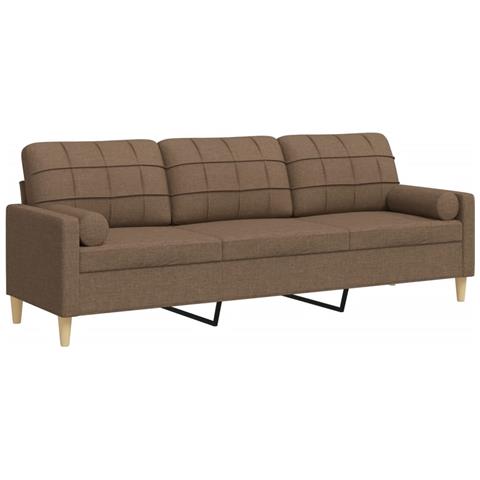 Divano a 3 Posti con Cuscini Marrone 210 cm in Tessuto - Foto 1