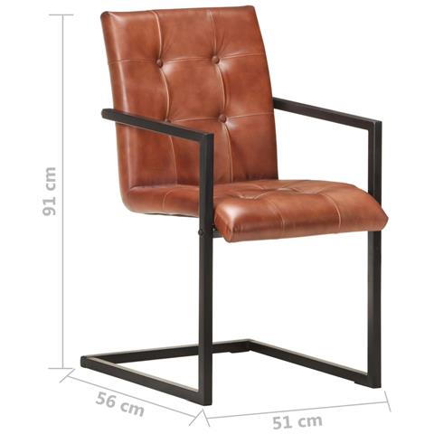 Lusso Casadino - Sedie Da Pranzo A Sbalzo 4 Pz Marroni In Vera Pelle - Foto 8