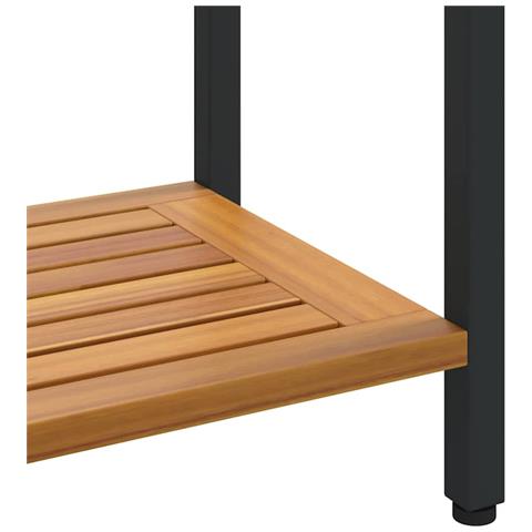 Tavolo da Esterno Naturale e Nero 35x80x75 cm in Legno Massello e Acciaio - Foto 9