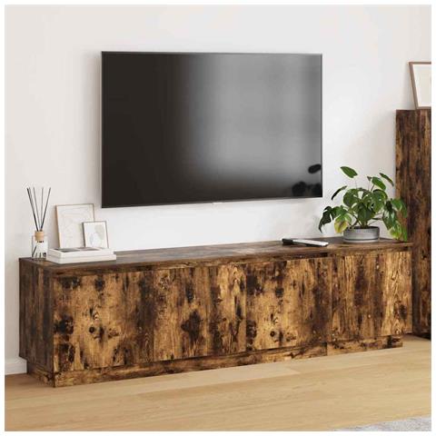 Mobile TV con LED Rovere Affumicato 180x38x49 cm Legno Ingegnerizzato - Foto 2