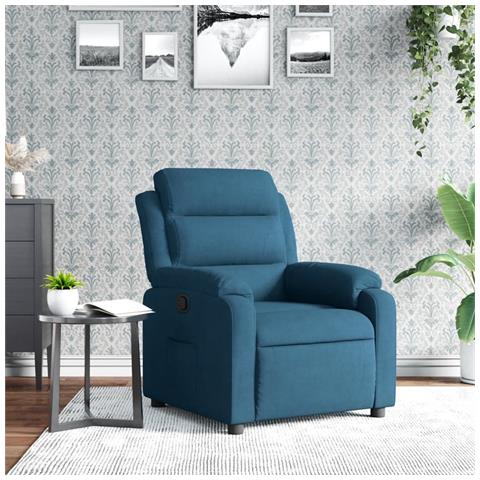 Poltrona Reclinabile Blu in Velluto - Foto 2
