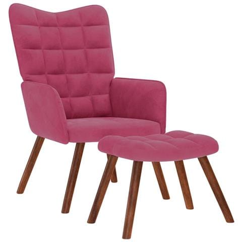 Poltrona Relax con Poggiapiedi Rosso Vino in Velluto - Foto 1