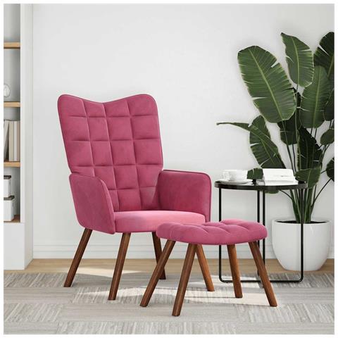 Poltrona Relax con Poggiapiedi Rosso Vino in Velluto - Foto 2