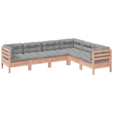 Set Divani Giardino 6 pz Cuscini Legno Massello Abete Douglas - Foto 1