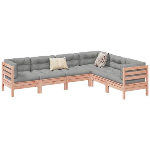 Set Divani Giardino 6 pz Cuscini Legno Massello Abete Douglas - Foto 2