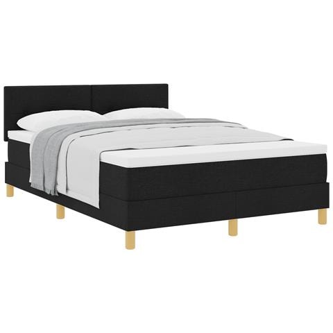 Letto A Molle con Materasso Nero 160x200 cm Tessuto - Foto 1