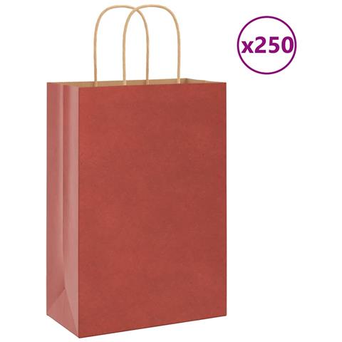 Sacchetti di Carta 250 pz con Manici Rossi 21x11x31 cm - Foto 1
